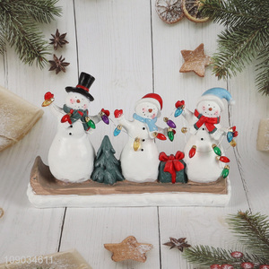 Wholesale LED Christmas Snowman Resin Figurines Christmas Statues Christmas Ornaments