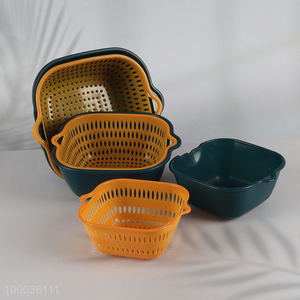 Good Quality 3PCS Fruits Vegetables Washing Baskets Kitchen Drain Basket Set