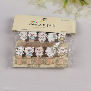 New Arrival 10PCS Mini Wooden Clothespins Multipurpose Cartoon Wooden Clips