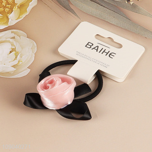 Hot Sale Rose Flower Scrunchies Hair Ties Elegant Ponytail Holders