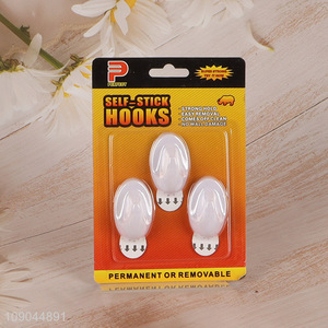 High Quality 3 Pieces Plastic Wall Hooks Adhesive Hooks for Hanging Coat