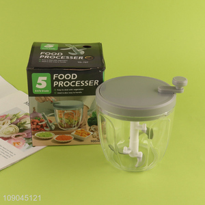 Good selling manual rotary type minced vegetable chopper with 5 knife blades