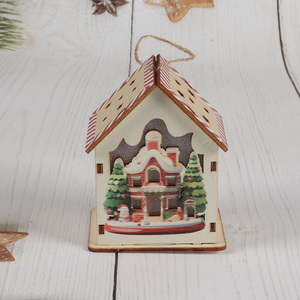 New Arrival LED Christmas Wooden House Decoration Xmas Tree Hanging Ornaments