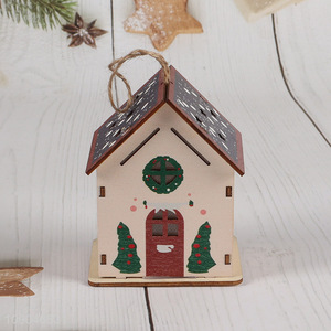 Hot Sale LED Christmas Wooden House Christmas Wooden Hanging Decoration