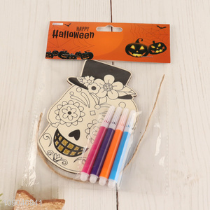 Top selling skull shape wooden diy painting board for Halloween decoration