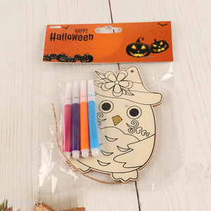 China products Halloween decoration wooden diy painting board painting toys