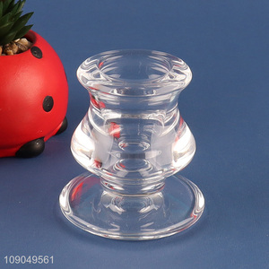 New arrival clear glass home decor candlestick holder candle holder