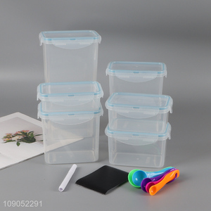 Top selling clear 6pcs food container food storage box set wholesale