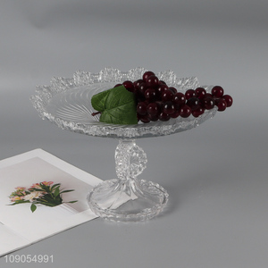 Best quality home clear glass fruits plate snack plate with stand