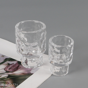 Hot selling clear <em>glass</em> <em>candlestick</em> candle holder for home decoration