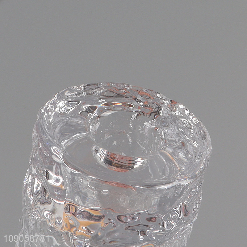 Top selling transparent glass home decor candlestick candle holder