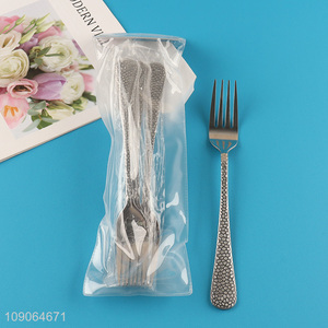 New Arrival 4 Pack Silver Dinner Forks Stainless Steel Hammered Dinner Forks Set