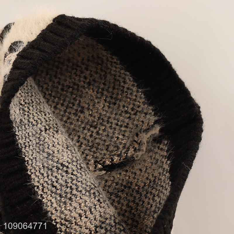 High Quality Winter Hat Leopard Pattern Knitted Beanies for Men Women