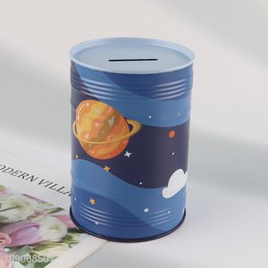 Factory price universe series kids tinplate <em>money</em> <em>box</em> for sale