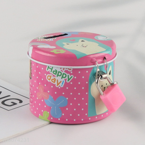 Hot selling cartoon metal <em>money</em> <em>box</em> with padlock