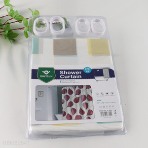 Best quality soft waterproof PE <em>shower</em> <em>curtain</em> with hook set