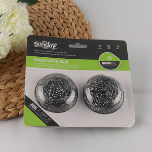 Hot Selling 2 Pack Steel Wire Balls for Cleaning Dishes Pots Pans and Sinks