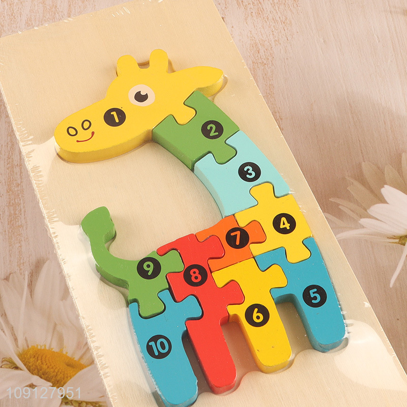 Factory Supply Wooden Giraffe Puzzle Number Puzzle for Kids Boys Girls