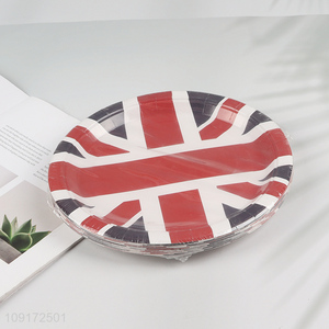 New Product 20 Pieces British Flag <em>Paper</em> Plates Disposable <em>Paper</em> Dessert Plates