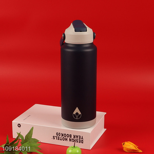 Factory Price Stainless Steel Vacuum Insulated Water Bottle with <em>Straw</em> & Handle