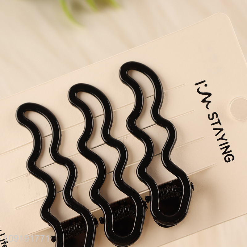 New Product 3 Pieces Black Metal Alligator Hair Clips for Women Girls
