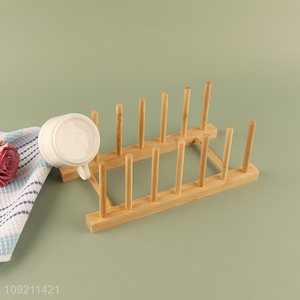 Factory Price Natural Bamboo Dish Drying Rack <em>Plate</em> Rack Mug Rack
