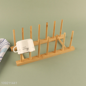 Factory Supply Bamboo Dish <em>Plate</em> Rack Cup Drying Rack for Kitchen