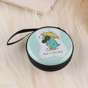 Good selling portable round tin <em>plate</em> cartoon coin purse