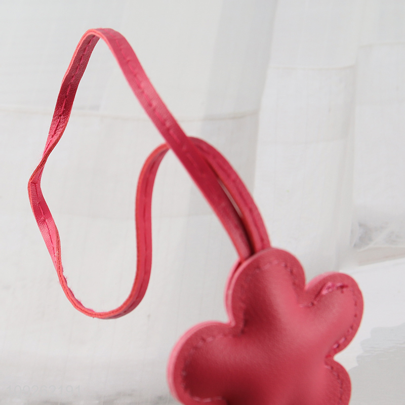 Factory Supply Flower Keychain Pendant PU Leather Bag Charm for Handbag Backpack Purse
