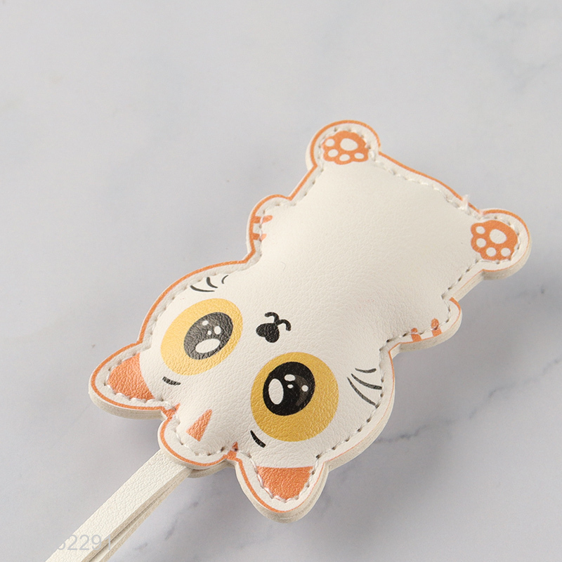 China Wholesale Cat Keychain Pendant Cute PU Leather Bag Charm Keychain Bag Pendant