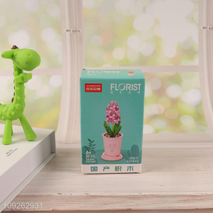 Hot selling flower plants series 3d plastic building block toys educational toys