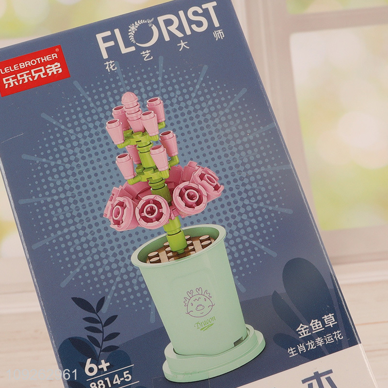 Top selling flower series 3d plastic building block toys educational toys for kids
