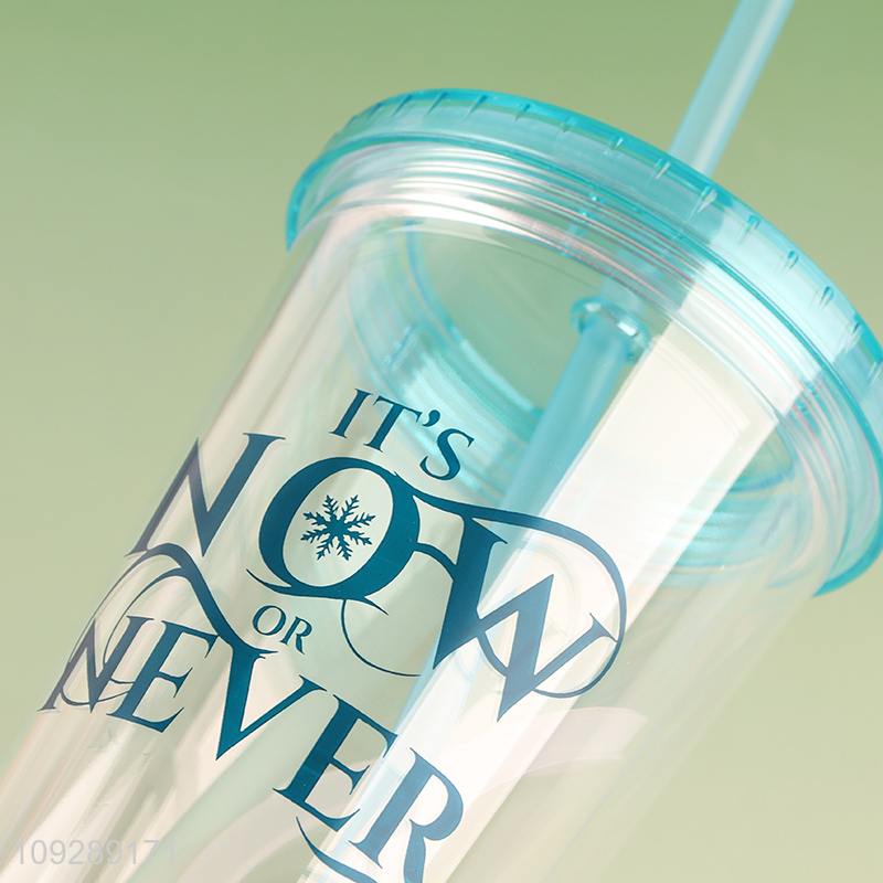 Top quality 450ml plastic water cup straw cup for sale