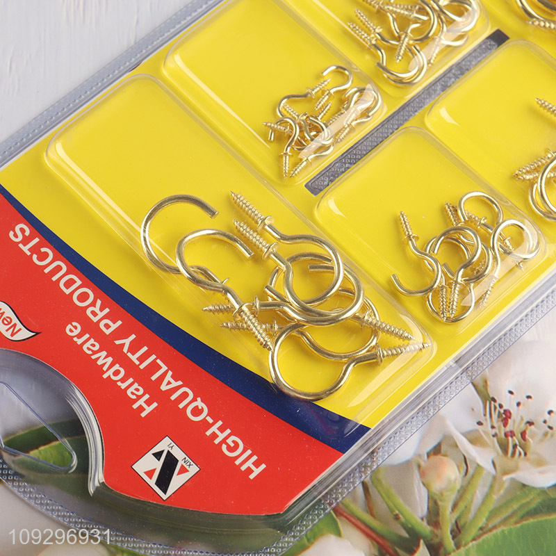 Hot Selling Multi-Size Brass-Plated Steel Cup Hook