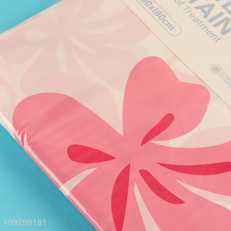 Factory price printed waterproof shower curtain with hook