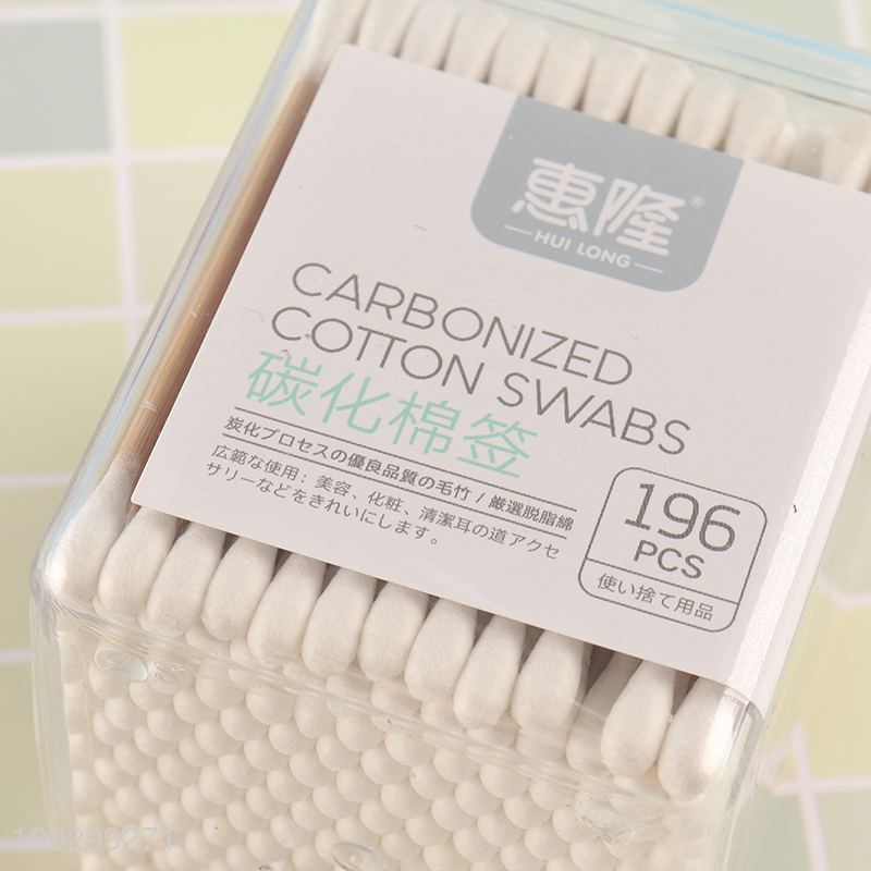 Hot selling 196pcs disposable carbonized cotton swabs
