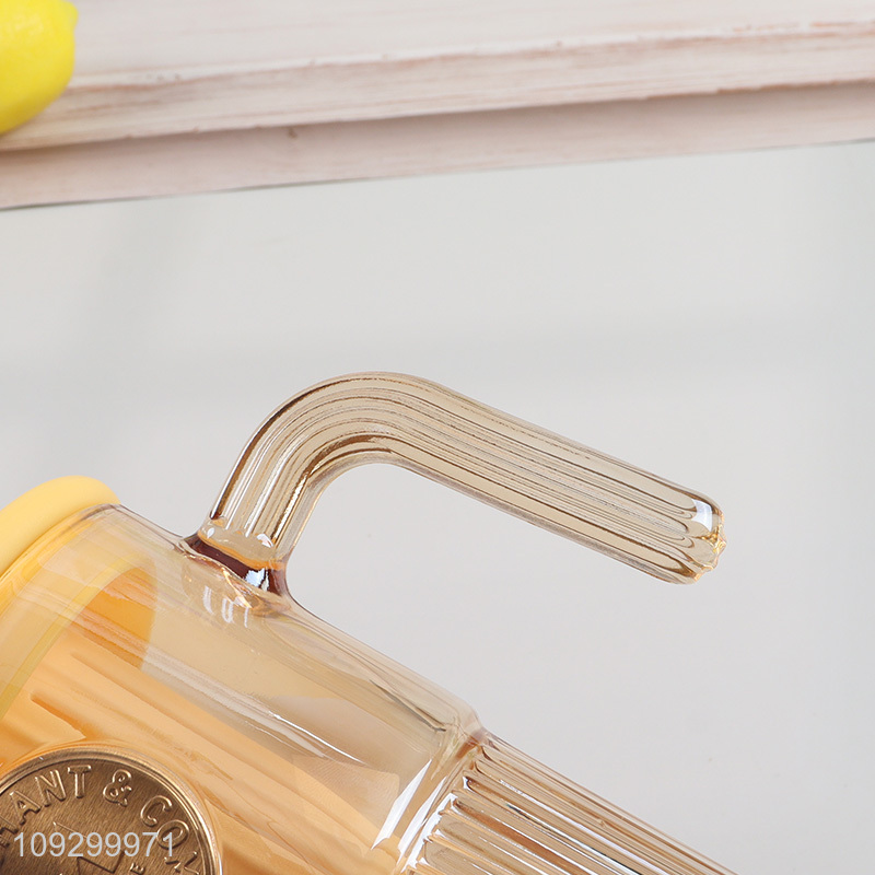 Top quality 530ml glass water cup straw cup for sale