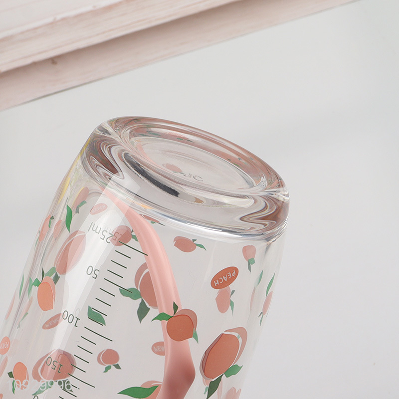 Factory price 400ml glass water cup straw cup