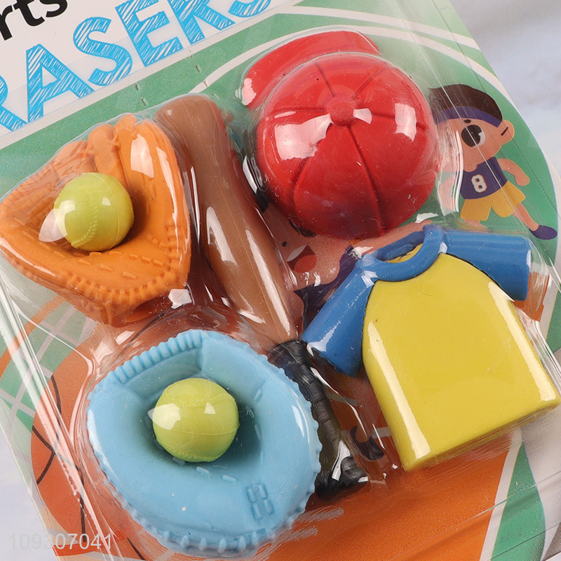 China factory sports series kids students stationery eraser set