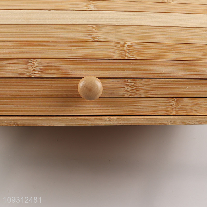 Most popular bamboo bread storage bin bread box with lid