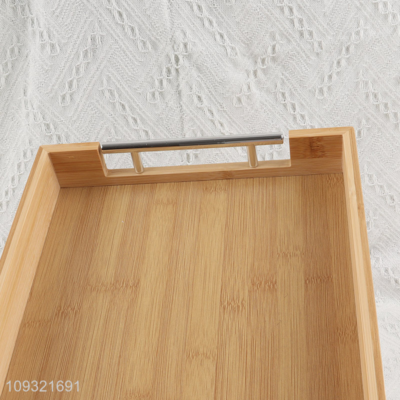 Top selling kitchen bamboo storage tray with handle