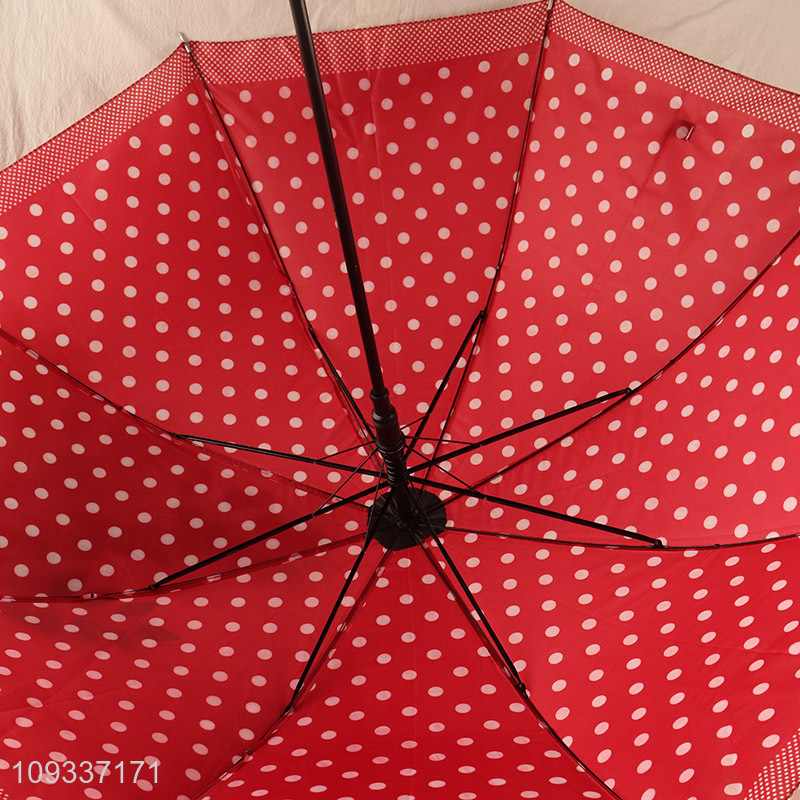 Low price curved handle straight rod umbrella
