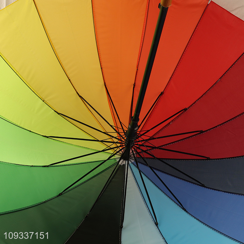 Best selling curved handle straight rod umbrella