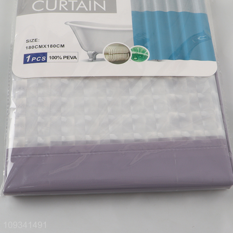 Top quality peva printed waterproof shower curtain with hook