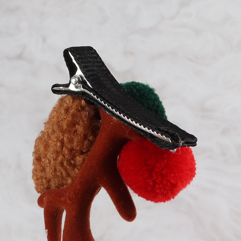 China wholesale furry ear red & green ball antler clip