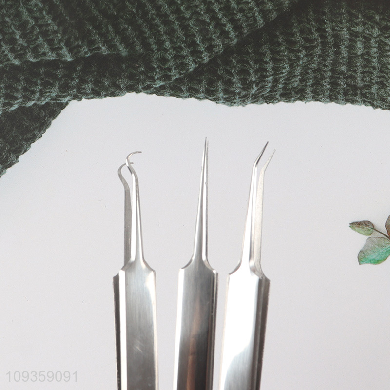 Best quality blackhead removal tweezers acne needle set