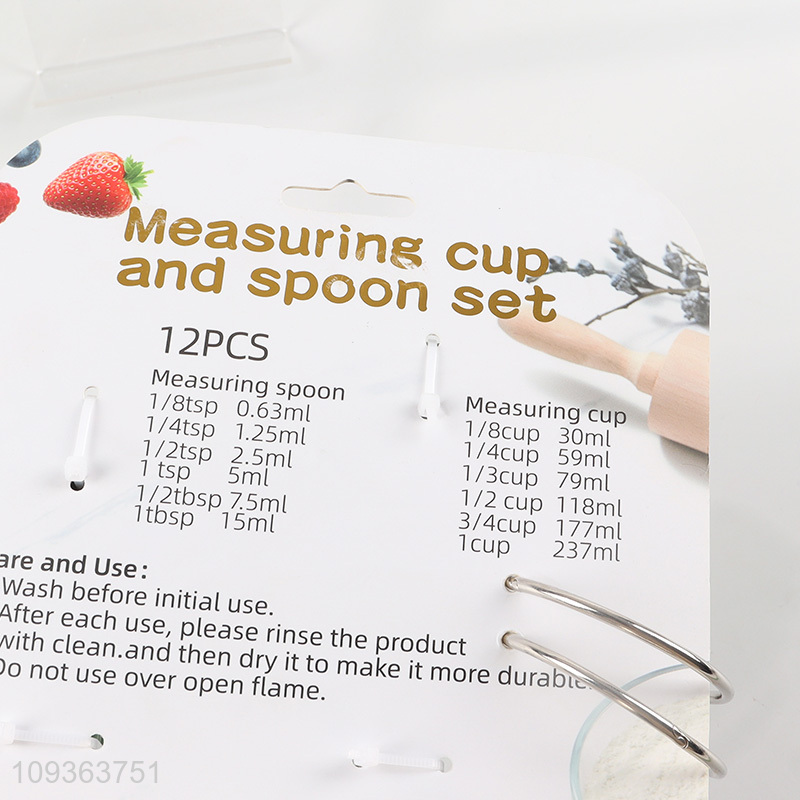 Low price stainless steel 12-piece measuring cups & spoons set