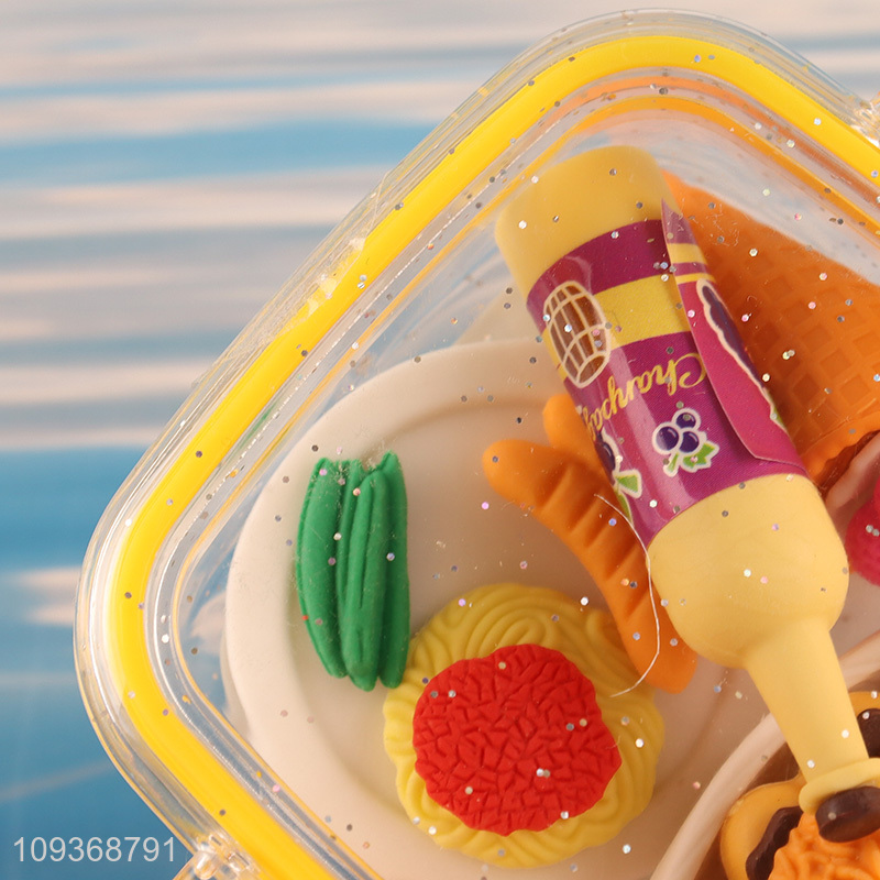 Wholesale food series stationery eraser set for kids