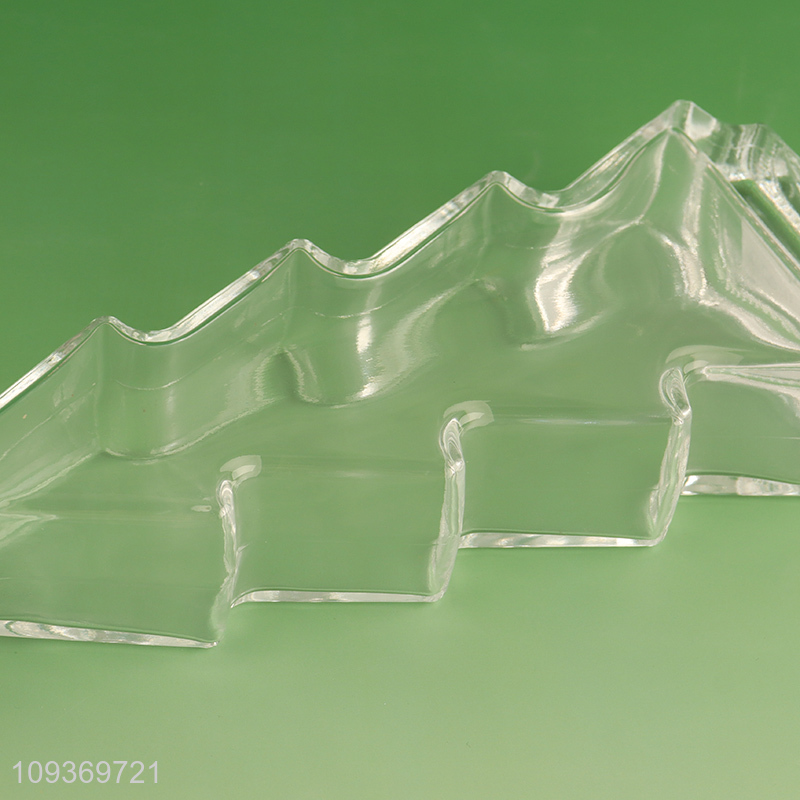 Good selling clear xmas tree shape glass wine bottle