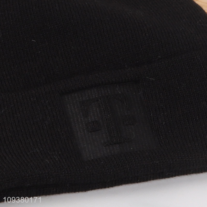 Best selling black simple knitted hat beanies hat